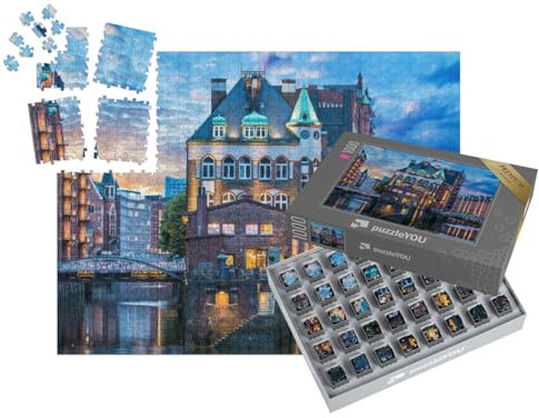 puzzleYOU: SMART Sorted® | Puzzle 1000 Teile leicht gemacht „Hamburg: Alte Speicherstadt“ – aus der Puzzle-Kollektion Deutschland, Flüsse & Seen
