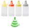 MEMOFYND Lot de 4 mini récipients à sauce avec entonnoir pliable en 1 pièce, récipient à sauce compressible, distributeur d'épices, bouteille compressible portable pour cuisine, pique-nique