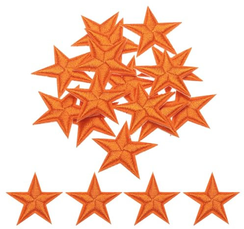 QUARKZMAN 15 Stück Sterne Flicken zum Aufbügeln, 2.9cm Patches zum Aufbügeln, Bestickte Aufnäher, Bügelbilder für Hut Kleidung Jeans Rucksäcke DIY Dekoration (Orange)
