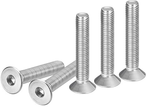 DTGN Vis à Tête Cylindrique à Douille M10-1.5 x 60mm, Lot de 10 Vis à Tête Plate en Acier Inoxydable 304, Filetage Complet, Boulons Fraisés