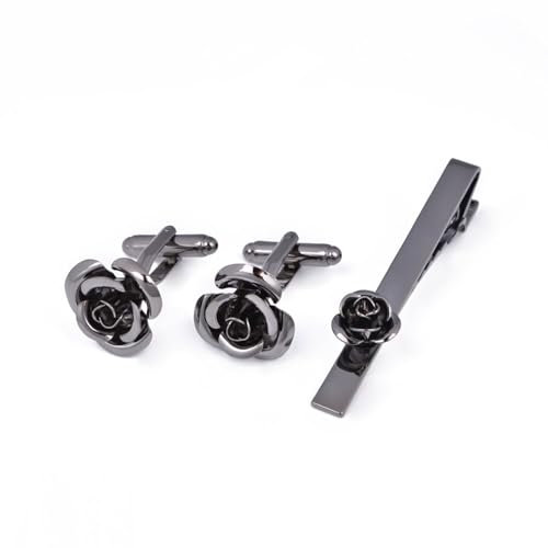 Dsnyu Bouton Manchette Homme Noir, Pince À Cravate Vintage Fleur Rose Cuivre Moderne Bijoux pour Chemise