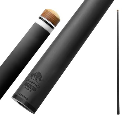RHINO - 76.2 cm 3/8-8 Joint Carbon Pool Queue Single Shaft Tip 11.8mm Low Deflection Ultra Smooth Easy to Play Pro Taper