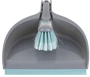 Cofan Juego de Cepillo y recogedor de Goma | Cepillo de Limpieza y recogedor de Mano | Adecuado para el hogar, Coche, Oficina (1, Turquesa/Gris)