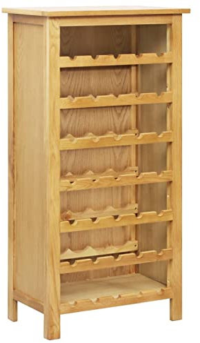 Homgoday Weinschrank 56x32x110cm Massivholz Eiche Massivholz Sideboard Weinschrank Küche Lagerschrank Buffetschrank für Esszimmer Wohnzimmer Home Bar Weinregal 1433 Möbel