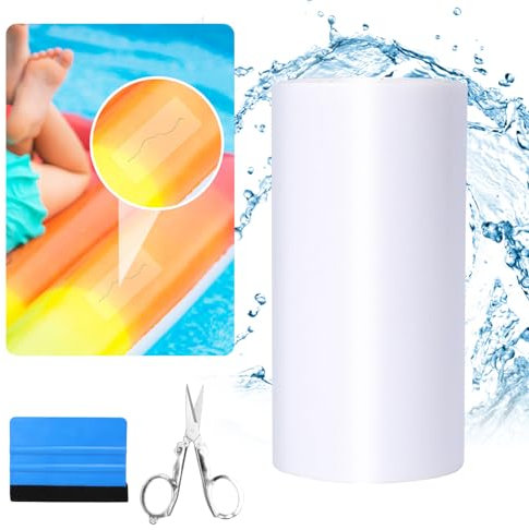 HONMOK 10cm x 200cm Paddling Pool Repair Kit Waterproof TPU Tape Tenacious Self Adhesive Tape Puncture Repair Patch with Scissor Scraper for Inflatable Pool Airbed Boat Tent Swimming Ring Water Bed
