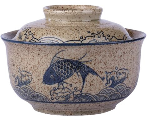 Braozaiw Ramen Bowl,Noodle Bowl,800ml Ramen Bowl Set with Lid,Ceramic Bowls for Pasta,Snack,Soup,Salad,Cereal Food (Fish)