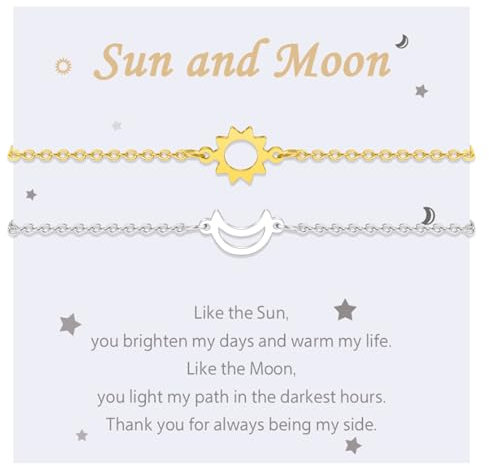 MANVEN Freundschafts Armband Beste Freundin Mutter Tochter Armbänder für Schwester Paare Damen Geschenk Sonne und Mond Passende Armbänd Geburtstagsgeschenk Weihnachten 316L Edelstahl Gold Silber