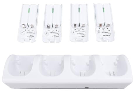 Remote Controller Charger, 4 in 1 Charging Dock Station with 4 Pack 2800mAh Rechargeable Battery Packs Portable Game Remote Controller Charger Station for Wii Controller