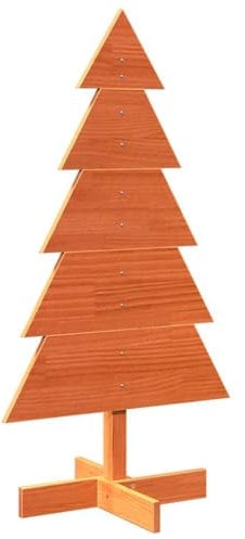 vidaXL Árbol Navidad de Adorno Madera Maciza Pino marrón Cera 100 cm, decoración del árbol de Navidad de Madera, árbol Decorativo de Madera, decoración del árbol de Madera