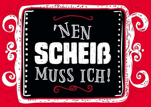 Humorvolle Sprüche-Postkarte – Freche Typografie in Schwarz-Rot-Weiß, Perfektes Deko-Geschenk mit Schnörkeln