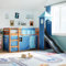 BOWEKAM Home & Garden-Kids Hochbett mit Turm blau 90x190 cm Massivholz Kiefer Möbel Wahl