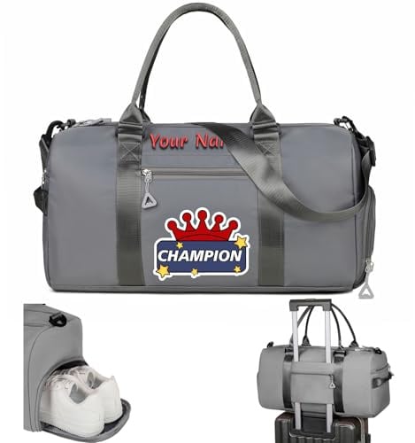 Personalisierte Bestickte Seesack, Benutzerdefinierte Sport Turnbeutel mit Namen für Mann Frauen, Mädchen Tanz Tasche Reisetasche - mit Schultergurt & Wet Dry Taschen & Schuhfach - 10 Farben