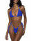 LUNNTE Damen Bikini Set Sexy Tanga String Bikini Badeanzüg Zweiteiliger Triangel mit Ring Badebekleidun Verstellbare Bademode Unterteil Seitlicher Schnürung (Dunkelblau, M)