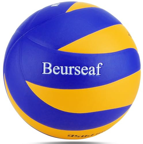 Beurseaf Soft Touch Beach & Indoor Outdoor Volleyball - Offizielle Größe 5 (Blau & Gelb-1)