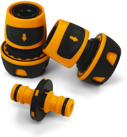 YourCasa Raccord de tuyau 3/4 (19 mm) pour 2 tuyaux d'eau - Adaptateur de tuyau d'arrosage - Raccord double (orange)