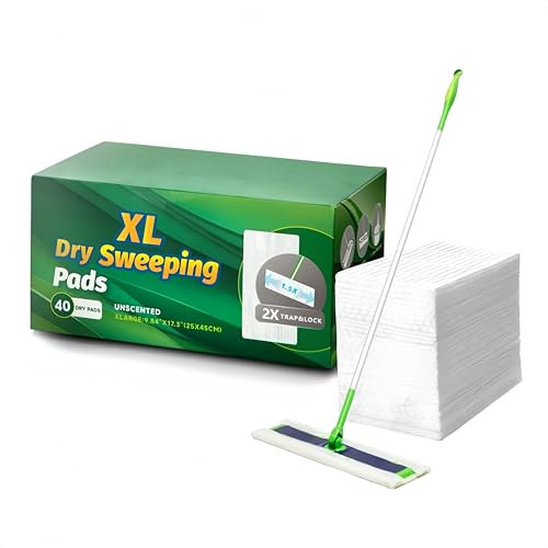 SUZZYVINE XL Trockenwischtücher für Swiffer X-Large Kehrmaschine, XL-Bodenreinigungstuch zum Wischen von Zuhause, Bad, Küche, 25 x 43,9 cm, extra dick und groß, 40 Stück