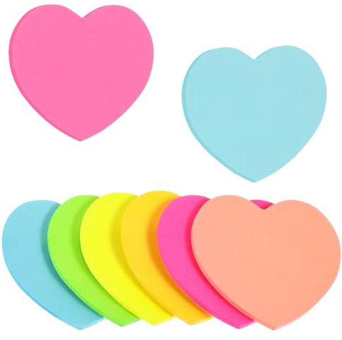 Lnngub 8 Blöcke/240 Blätter Farbige Haftnotizen, 8 Farben Selbstklebende Haftnotizzettel 76 x 76 mm Haftnotizen Lustig Herzförmig Sticky Notes für Büros, Schulen, Zuhause