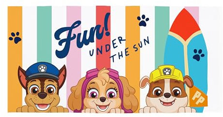 PAW PATROL Character World Offizielles Kinder-Handtuch, superweiches Gefühl, sonniges Design mit Chase und Skye, perfekt für Zuhause, Bad, Strand und Schwimmbad, Einheitsgröße, 70 cm x 140 cm