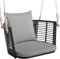COSTWAY Fauteuil Suspendu Interiuer Exterieur, Chaise Suspendue 180 kg de Capacité, 2 Coussins Inclus, Dossier en Rotin Tissé, Crochets en Métal, Chaise Balancoire pour Porche Jardin Salon (Gris)