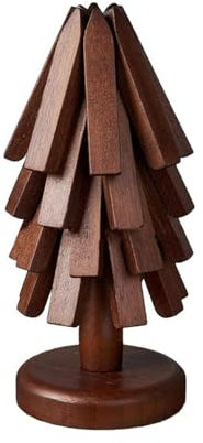 Wooden Placemats - Tree Washer Set, Wooden Pinwheel Coaster Set with Stand for Easy Storage - for Fondue pots, Pans, Bowls, teapots, Warming Trays - Versatile Decorations (A Walnut 4 pcs)