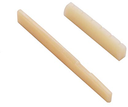 2pcs 6 String Acoustic Guitar Bone Bridge Saddle and Nut Real Bone Guitar Nut Saddle Fine Accessories Enhanced Resonance (Camel Bone)