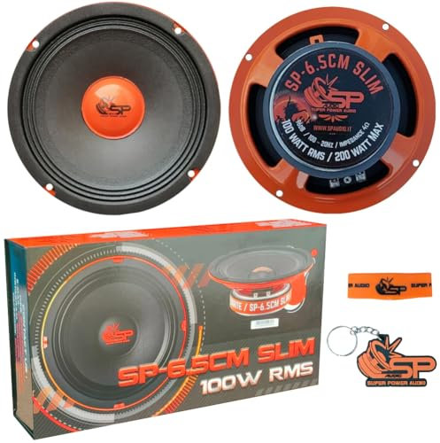 KIT Set pour SP Audio SP6.5CM-Slim 2 Haut-parleurs midrange 16,5 cm 165 mm 6,5 de diamètre, 100 Watts rms 200 Watts Max, impédance 4 ohm, 96 DB spl, par Paire + Accessoires offerts
