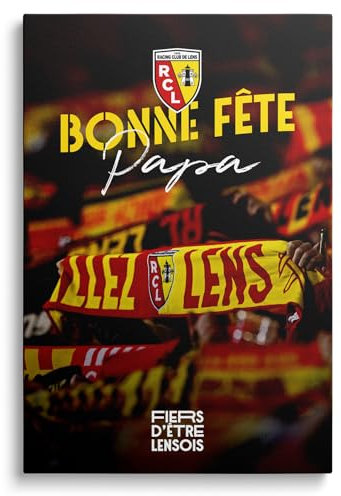 OneTrophy Toile Officielle RC Lens – 50x40 cm – Cadeau Fête des Pères – 8 designs uniques – 100% Made in France (La Vague Sang et Or)