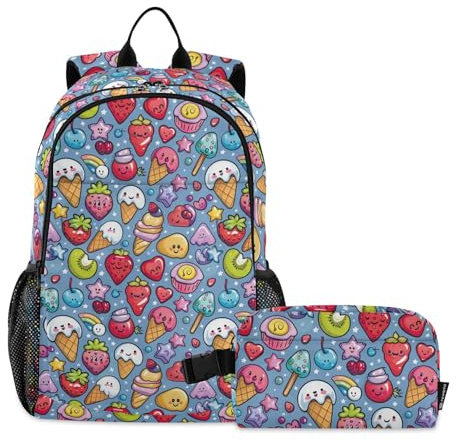 siphylline Cartoon Desert Colorful Cute Backpack For School With Lunch Bag School Bag With Lunch Backpack And box Set 7-10