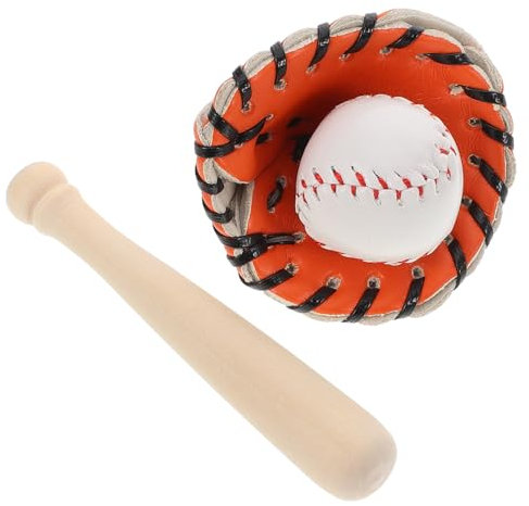 Milisten 1 Satz Baseball-Softball-Set Puppenhaus-Baseball-Set Mini klein für deko Baseball- Baseballfiguren Baseball -Figuren Baseball-Handwerk Kinderspielzeug PU-Leder