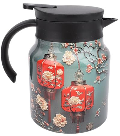 1000ml Vintage Floral Vacuum Insulated Teapot, 316 Stainless Steel Thermal Hot Coffee Pot and Vintage Insulated Coffee Pot with Filter