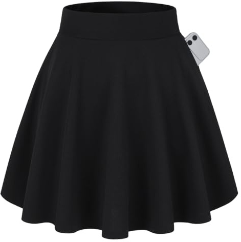 DJT Damen Minirock Mädchen Hohe Taille Faltenrock Basic Casual A Linie Mini Skater Rock mit Taschen