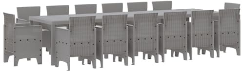 Vopese Garten Esszelt 15 pcs Hellgrau 14-Sitzer Rattan Gartenpavillon Model3378649
