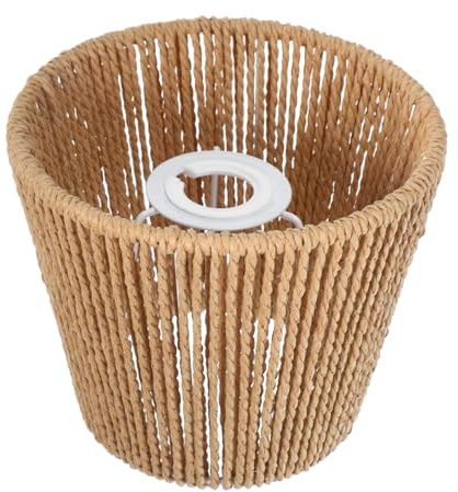 Pantalla E14 Lámpara Cuerda para Tejida de Papel E27 Techo | Hierro y Cuerda de Papel, Orificio 4cm o 2, 9cm, Color Marrón, para Hogar y Restaurantes