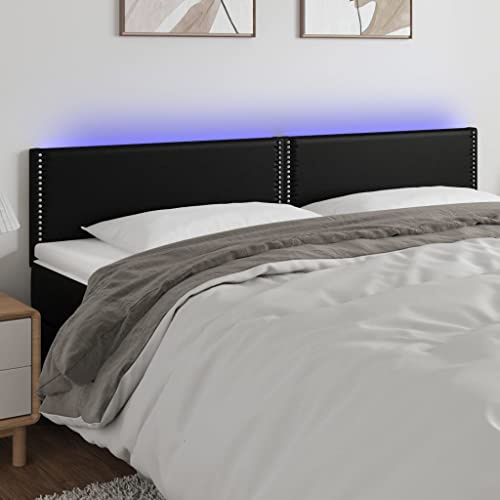 QJBSAVVA LED Bettkopfteil Schwarz 180 cm Kunstleder Höhenverstellbar Modernes Bett Rückwand mit Buntem Licht Bequem für Schlafzimmer Wohnzimmer Jugendzimmer