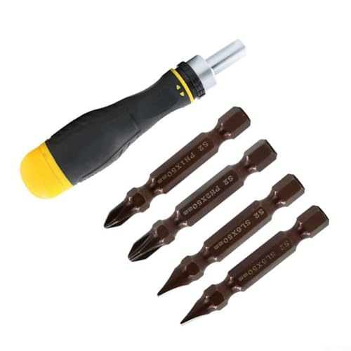 Yuanpgky 5-in-1 Ratschen-Schraubendreher-Bit-Set mit magnetischen Bits für den professionellen Einsatz in Haushaltsgeräten und Autoreparatur