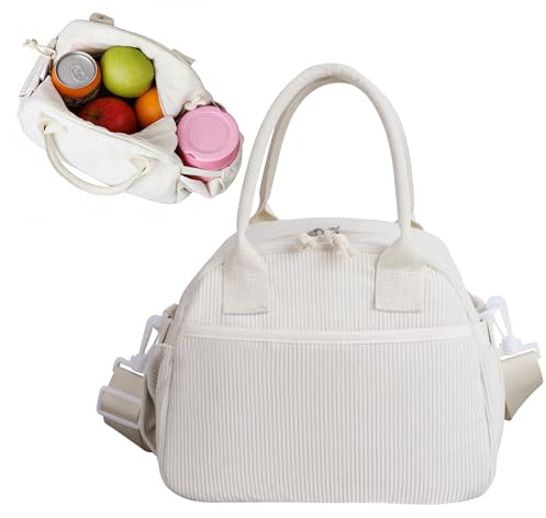 Insulated Lunch Bag for Women, 10.69L Lunch Bags Large Thermal Tote with Adjustable Shoulder Straps & Side Pocket, Reusable Cooler Bag for Work School Travel Picnic