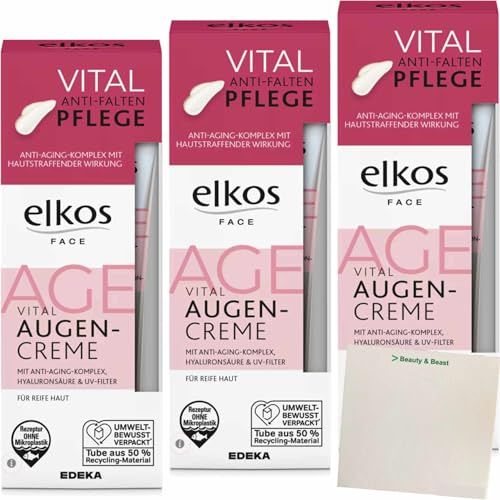 usy Bundle für Elkos Face Vital Augencreme 3er Pack (3x15ml Packung) + usy Block