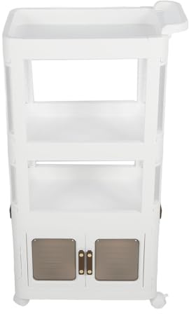 WAHEWUD Rolling Storage Cart Folding Plastic Organizer Bins with Wheels for Pantry Kitchen Cabinet Mobile Utility Unit High Visibility Door Bedroom Closet White (823)