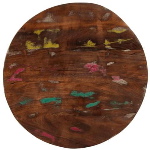 SooIarix Runde Tischplatte aus massivem Altholz, Ø 40x3,8 cm, recyceltes Teak- & Mangoholz, vielseitig für Esstische & gewerbliche Nutzung, einfache Reinigung