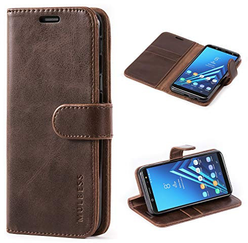 Mulbess Handyhülle für Samsung Galaxy A6 2018 Hülle Leder, Samsung Galaxy A6 2018 Handy Hüllen, Vintage Flip Handytasche Schutzhülle für Samsung Galaxy A6 2018 Case, Kaffee Braun