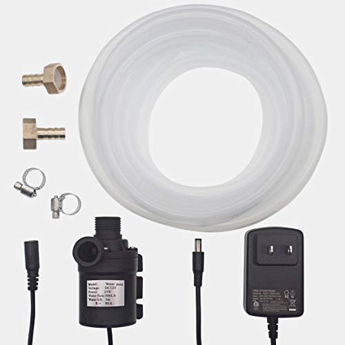 ZAOJIAO DC 12V Home Brew Little Pump, Solar Hot Water Circulation Brushless Pump 780L/H 206GPH 5M/16ft Low Noise + 10ft Food Grade Silicone Tubing + ETL Listed DC Power Supply Adapter