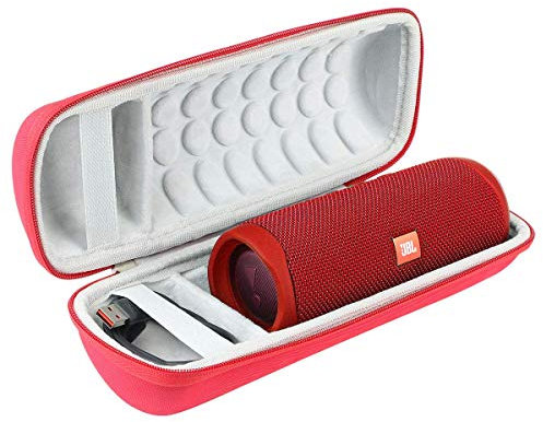 Khanka Duro Viaje Estuche Bolso Funda para JBL Flip 7/6 /5 Altavoz Bluetooth portátil (Cremallera roja)