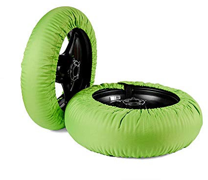 Oldbones Tire Warmers Tyre Warmers Set Racing Motorcycle Superbike Tyre Heater Cover 120/190 With 220V & UK Plug In Green Single Temp