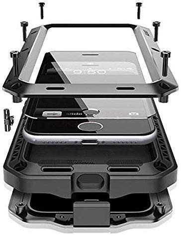 CarterLily Case Compatible with iPhone 11, Full Body Shockproof Dustproof Waterproof Aluminum Alloy Metal Gorilla Glass Cover Case for Apple iPhone 11 6.1 inch (Black)