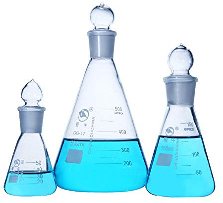 Glass Erlenmeyer Flask with Ground Glass Stopper 50-1000ML Borosilicate Glass Conical Flask Prevent Evaporation of Objects in The Flask (50ml/19#)