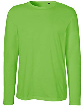Green Cat Maglia a maniche lunghe da uomo, in 100% cotone biologico, certificata Fairtrade, Oeko-Tex e Ecolabel lime XL