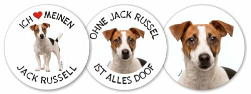 AdriLeo - Runde Aufkleber 3er-Set - Jack Russell Terrier - Deko Autoaufkleber Sticker Hund