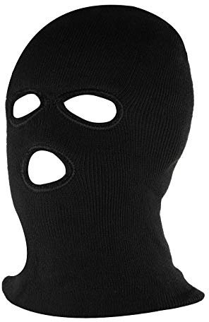 SUNTRADE Schwarze 3-Loch-Vollmasken-Skimaske Warme, doppelt gestrickte Winter-Sturmhaube für Outdoor-Sportarten (1)