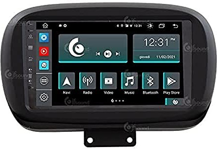 Jf Sound car audio system Autorradio de Ajuste Personalizado para Fiat 500X Android GPS Bluetooth WiFi Dab USB Pantalla táctil Full HD 9 procesador de 8 núcleos y comandos de Voz