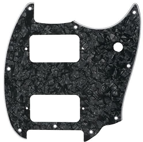 Musiclily Pro 9 Löcher Round Corner HH Pickguard 2 Humbuckers Schlagbrett für Squier Bullet Series Mustang E-Gitarre, 4-lagig Black Pearl